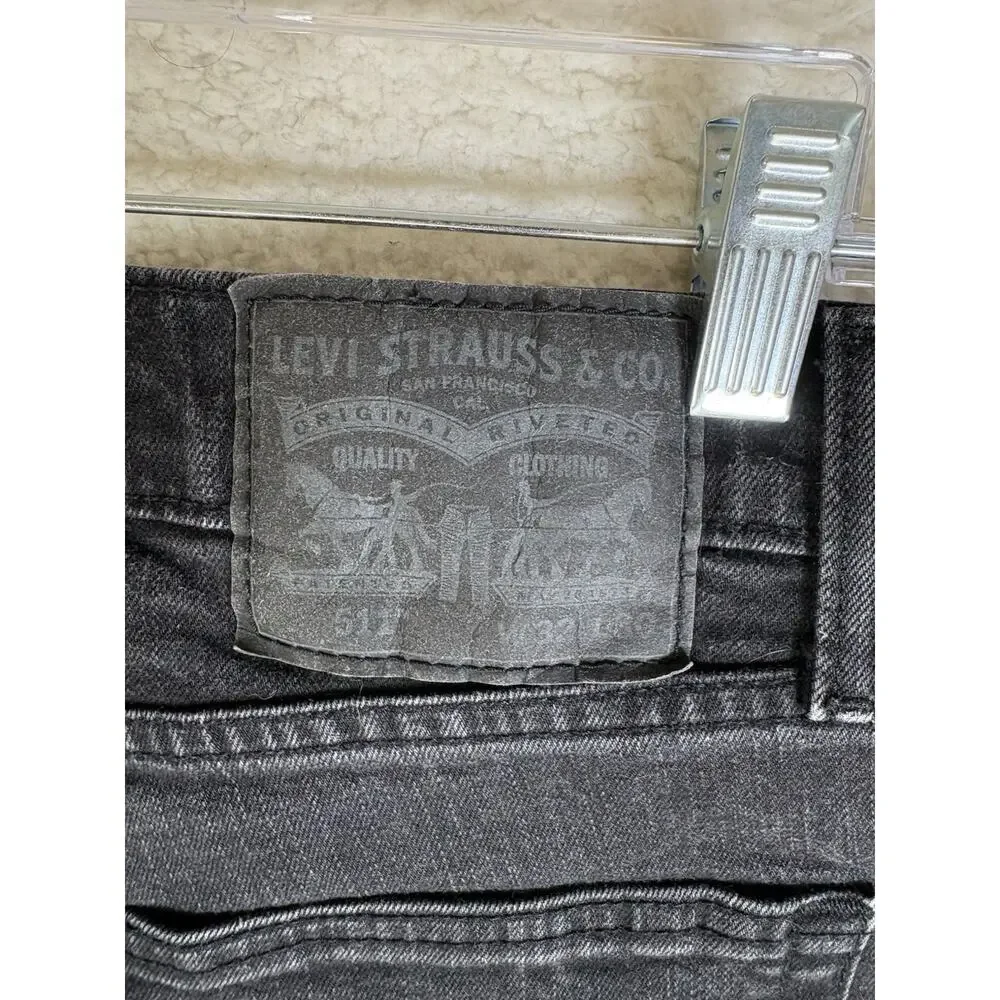 Levis 511 Jeans Mens 32x30 Black Slim Fit Stretch Denim Charcoal Wash Tapered